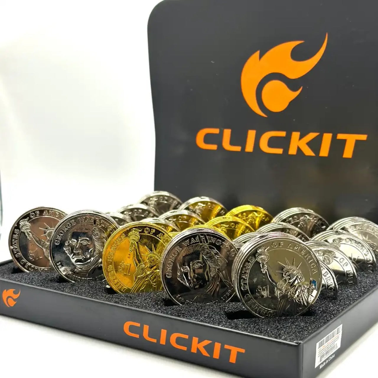 Clickit Silver & Gold Coin Lighters | 25ct | GH7209