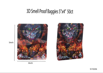 3D Smell-Proof Mylar Bags | 4x5 | 50ct