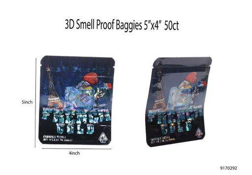 3D Smell-Proof Mylar Bags | 4x5 | 50ct