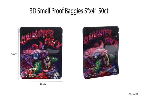 3D Smell-Proof Mylar Bags | 4x5 | 50ct