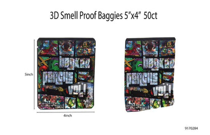 3D Smell-Proof Mylar Bags | 4x5 | 50ct