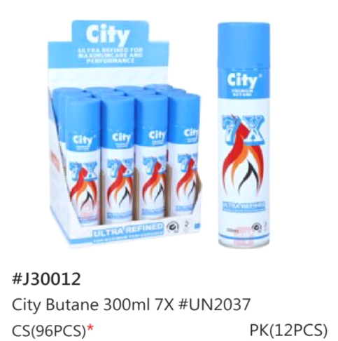 City 7x Butane | 300mL / 10.14oz | 12ct | Item J30012