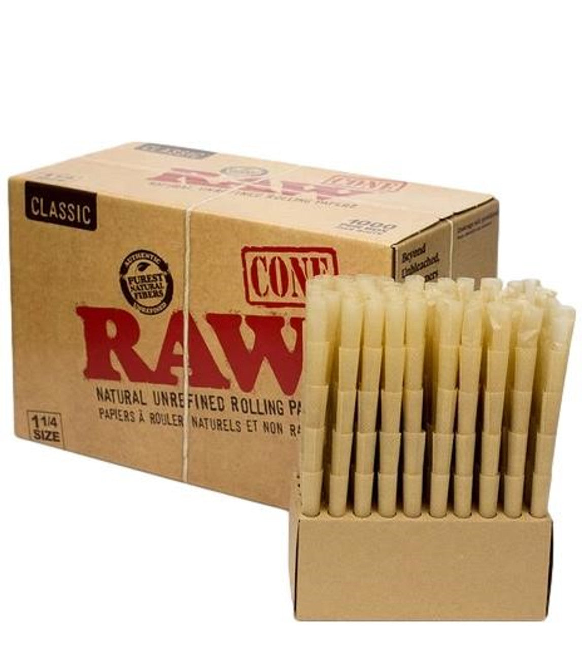 RAW Classic Cones | 1-1/4" Size | 1000 Cones