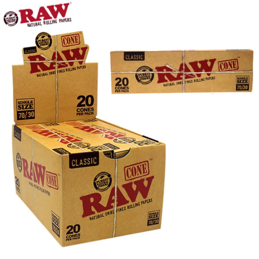 RAW Classic Cones | Single Size 70mm/30mm | 20 Cones | 12ct