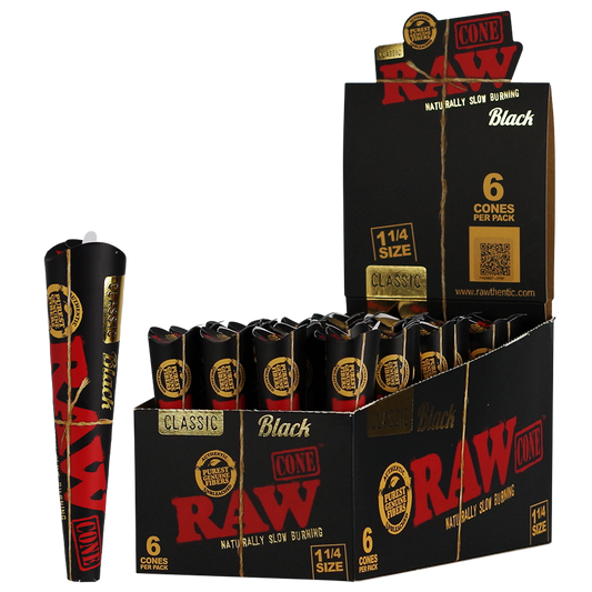 RAW Black Cones | 1-1/4 | 6 Cones | 32ct