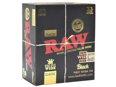 Raw Black King Size Wide | 50 Booklets | 33 Leaves