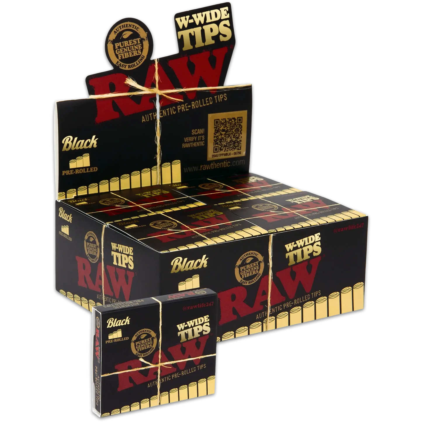 RAW Black Wide Pre-Rolled Tips | 20pk