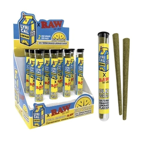 RAW x Lyrical Lemonade Pressed Bud Wraps | Pre-rolled Flower Cones | 12ct