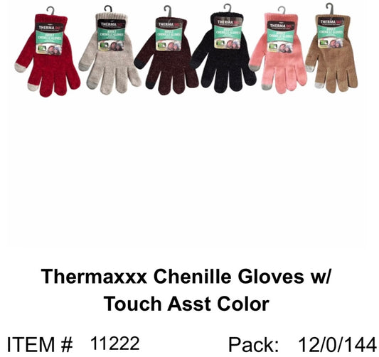 Thermaxxx Chenille Gloves w/ Touch | Assorted Colors | 12ct | Item 11222