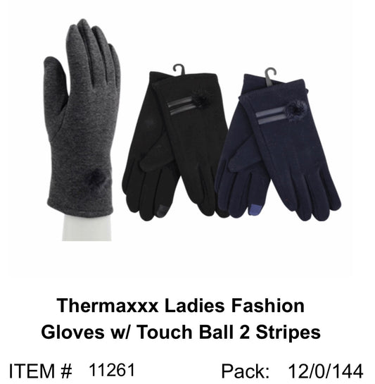 Thermaxxx Ladies Fashionista Stripes Gloves w/ Touch | 12ct | Item 11261