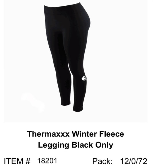 Thermaxxx Winter Fleece Leggings | Black | 12 ct | 18201