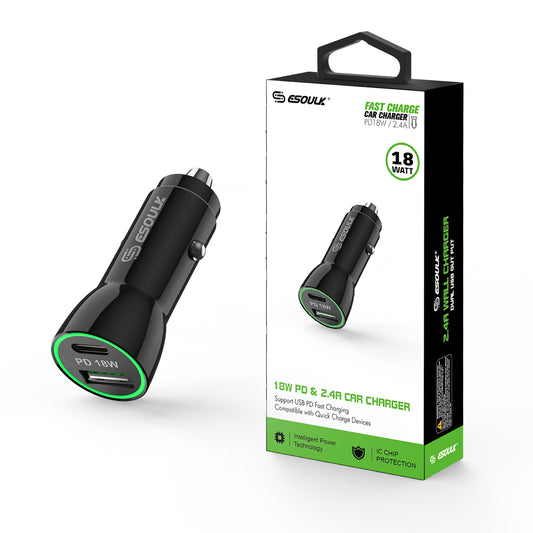 Fast Charging Car Charger | Type C & USB | 1ct |