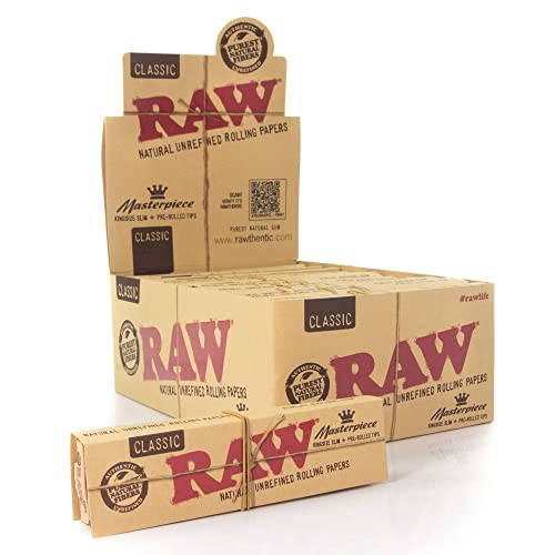 RAW Classic Masterpiece | King Size Slim w/ Pre-rolled Tips | 24 Bookl ...