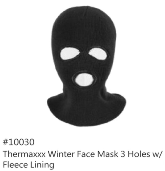 Thermaxxx Winter Face Mask | 3 Holes w/ Fleece Lining | 12ct | Item 10030